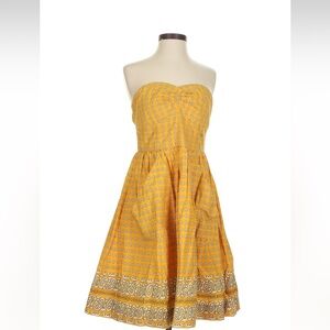 Strapless Yellow Printed Sundress
